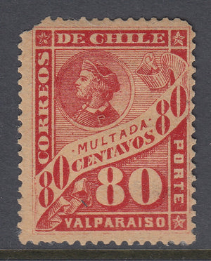 Chile 1896 80c Red on Straw Postage Due M Mint. Scott J41