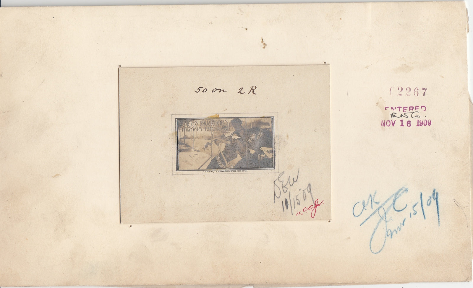 Cuba 1910 Winter Celebrations of Havana Festival, Printer's Archive Material, Mounted to Card