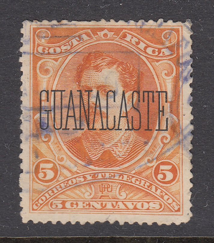 Costa Rica Guanacaste 1889 5c Orange Inverted V, Position 71 Used. Scott 66 var