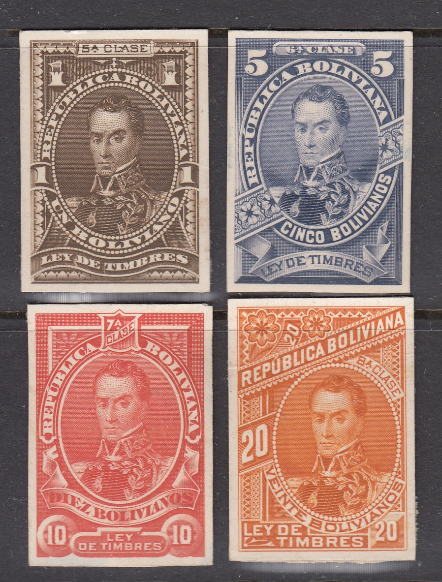 Bolivia 1883 Revenue Documentaries High Value Plate Proofs. Akerman 12-15