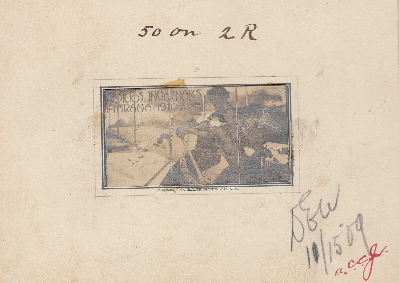 Cuba 1910 Winter Celebrations of Havana Festival, Printer's Archive Material, Mounted to Card