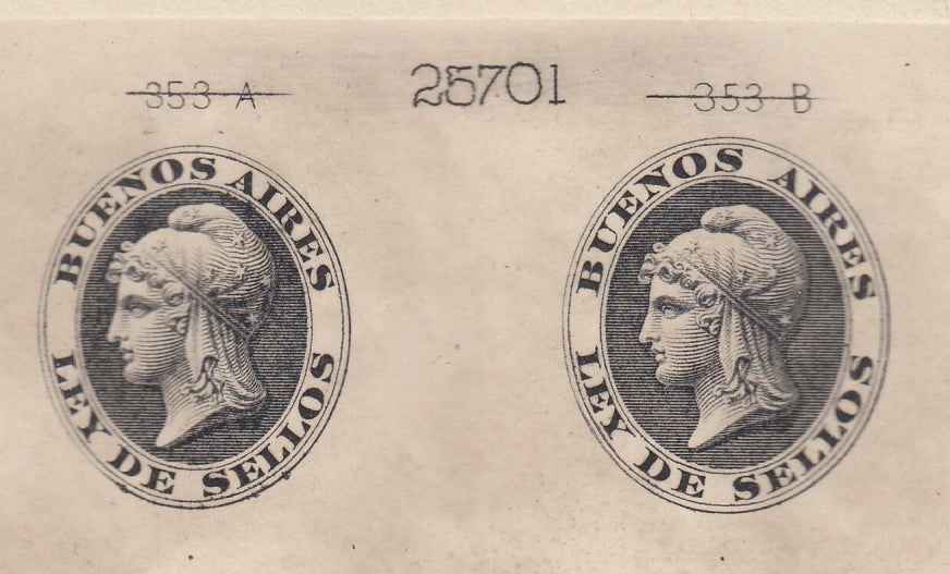Argentina Buenos Aires 1869 Ley de Sellos Liberty Head Die Proof