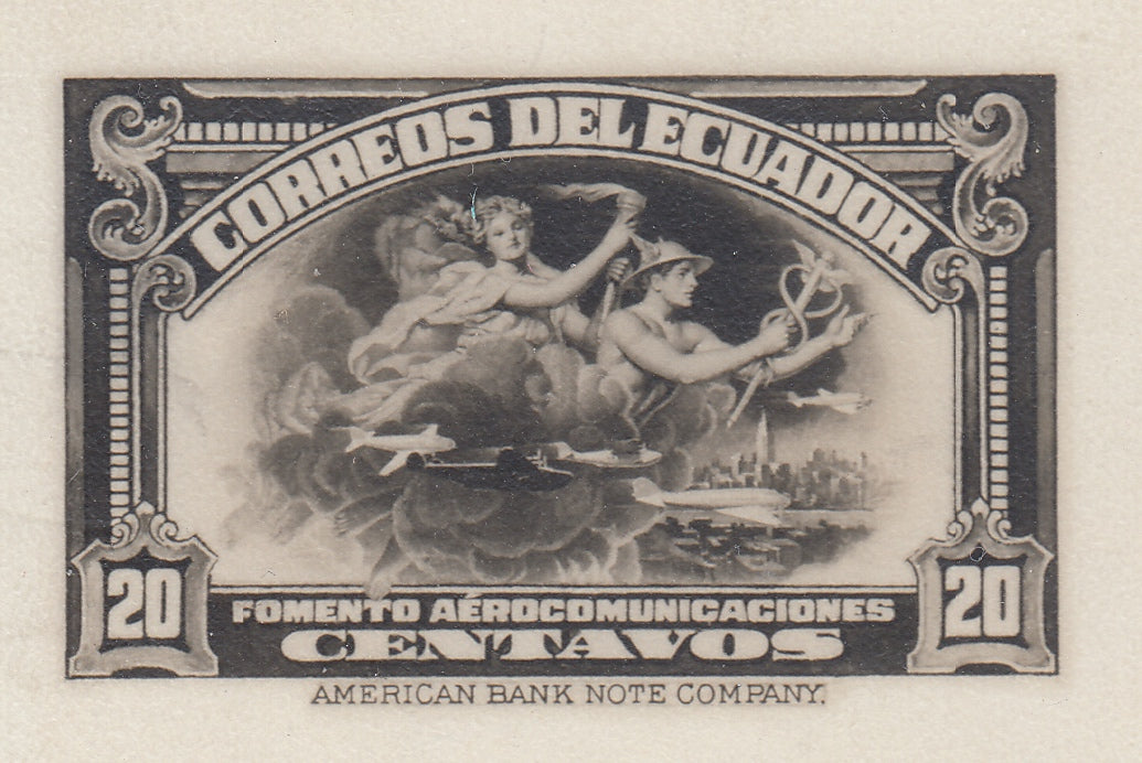 Ecuador 1946 20c Air Post Postal Tax ABNC Photographic Proof. Scott RAC 3 var