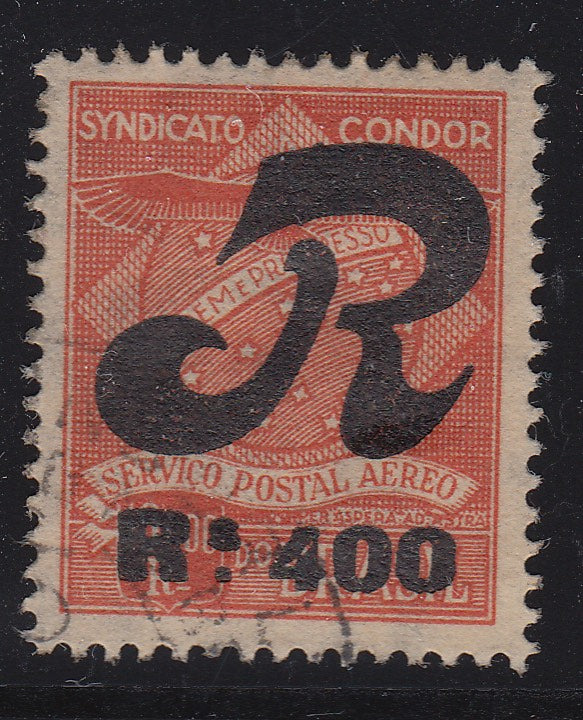 Brazil 1930 Syndicato Condor 400r on 10,000r Airmail Registration Used. Scott 1CLF2