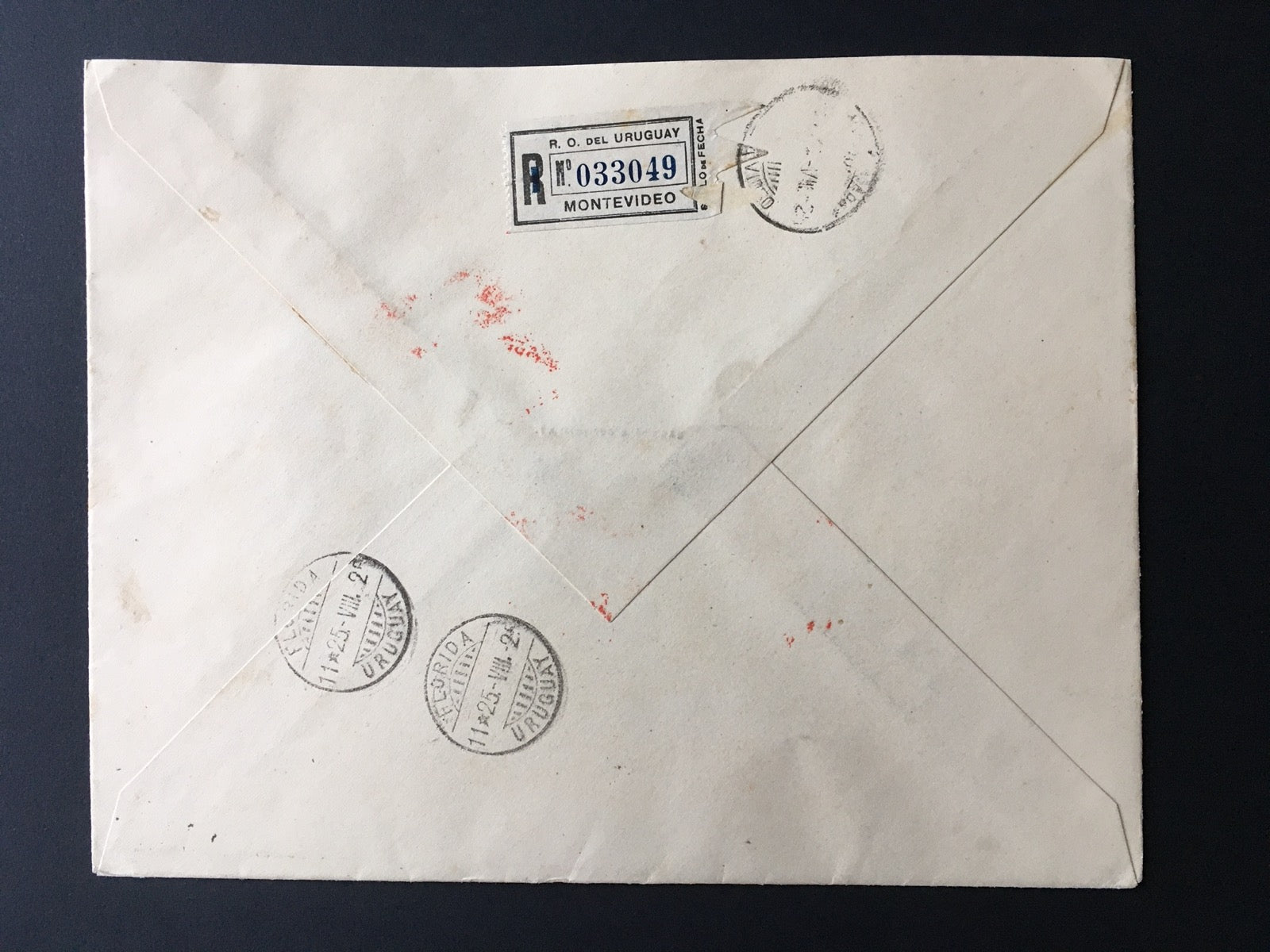 Uruguay 1925 Montevideo-Florida First Flight Airmail Registered Cover