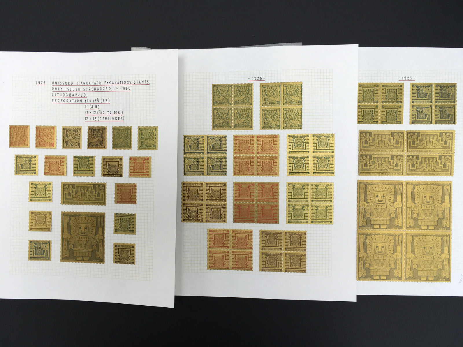 Bolivia 1925 Unissued Sun Gate Complete Set Plus Blocks LM Mint. Scott 433-450 var