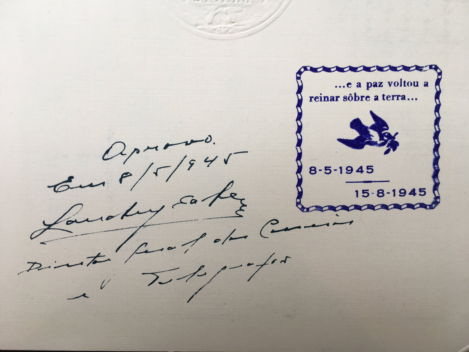 Brazil 1945 Victory Of The Allies Presentation Booklet. Scott 628-632 var