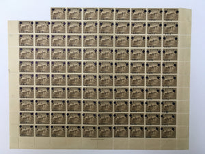 El Salvador 1920-21 6c on 25c Dark Brown Near Complete Sheet MNH. Scott 461