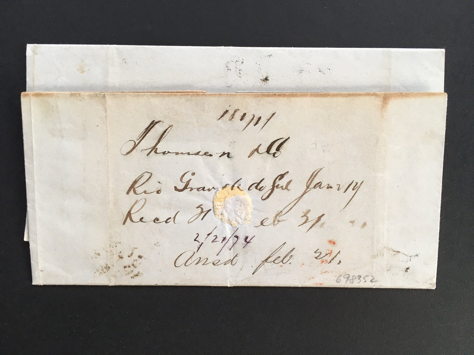 Brazil 1874 Rio de Janeiro to New York Entire, tied with 200r Black Dom Pedro