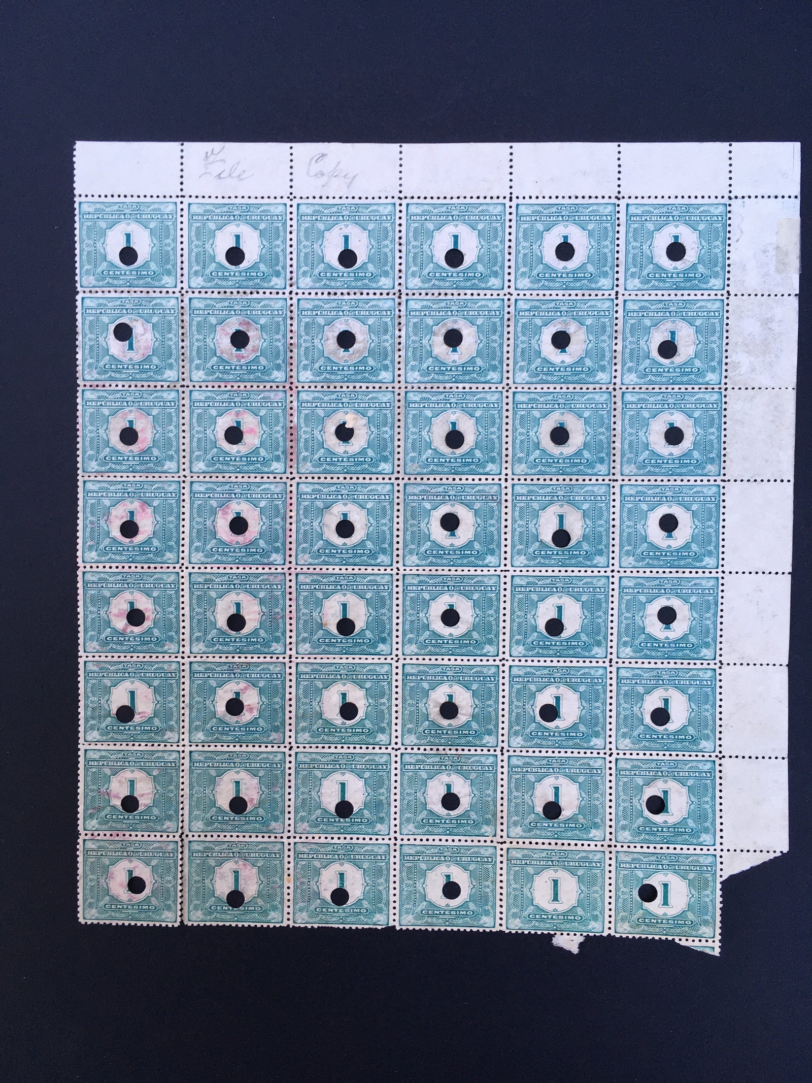 Uruguay 1902 Postage Due Complete Set of Waterlow Archive File Copy Blocks. Scott J1-J5 var