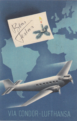 Brazil to Switzerland 1938/1939 New Year Condor Lufthansa Airmail Postcard