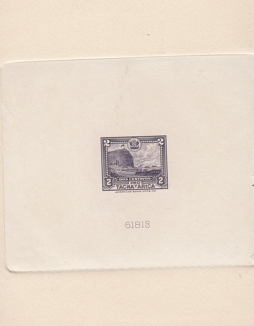 Peru 1928 2c Dark Violet Plebiscite Issue Sunken Die Proof. Scott RA13 var