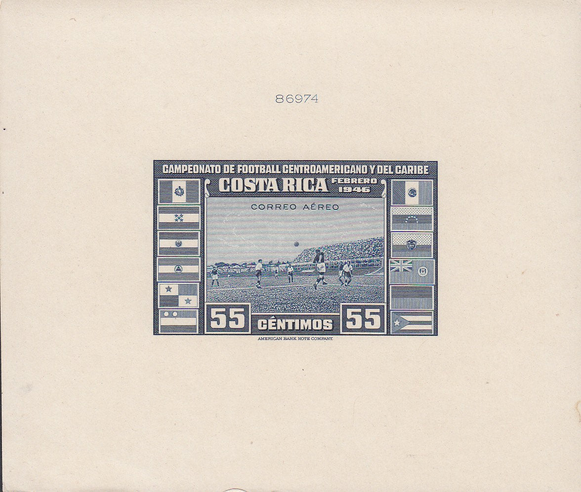 Costa Rica 1946 55c Deep Blue Airmail Die Proof. Scott C123 var