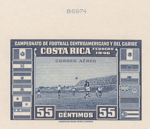 Costa Rica 1946 55c Deep Blue Airmail Die Proof. Scott C123 var