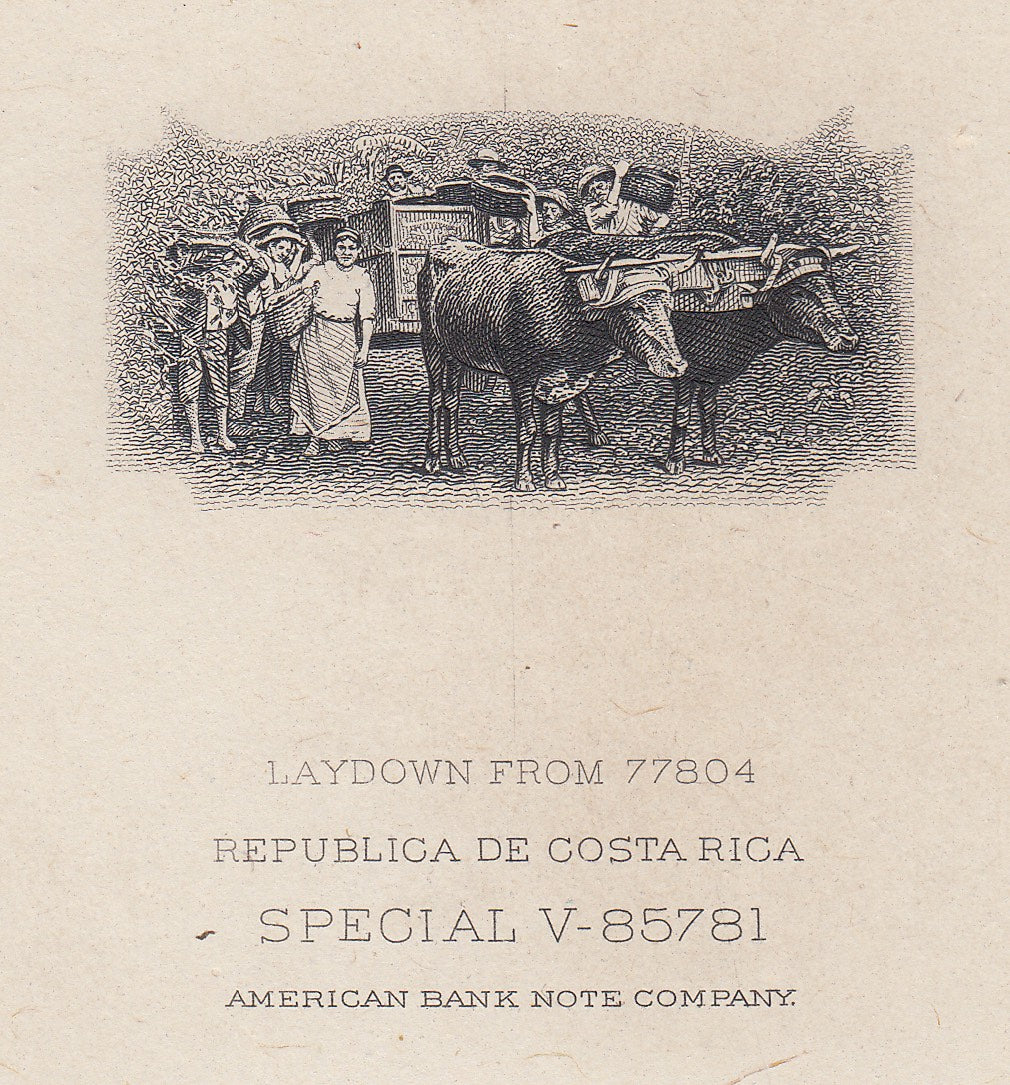 Costa Rica 1945 Coffee Harvesting Issue Vignette Laydown Die Proof. Scott 243-245 var
