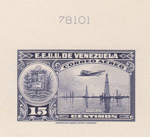Venezuela 1938-39 Airmail Die Proofs x 4. Scott C84, C96, C103 & C109 var