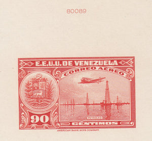 Venezuela 1938-39 Airmail Die Proofs x 4. Scott C84, C96, C103 & C109 var