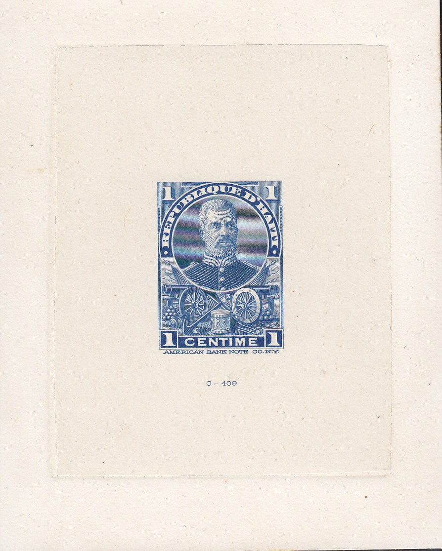Haiti 1898-99 1c Ultramarine Simon Sam Sunken Die Proof. Scott 52 var