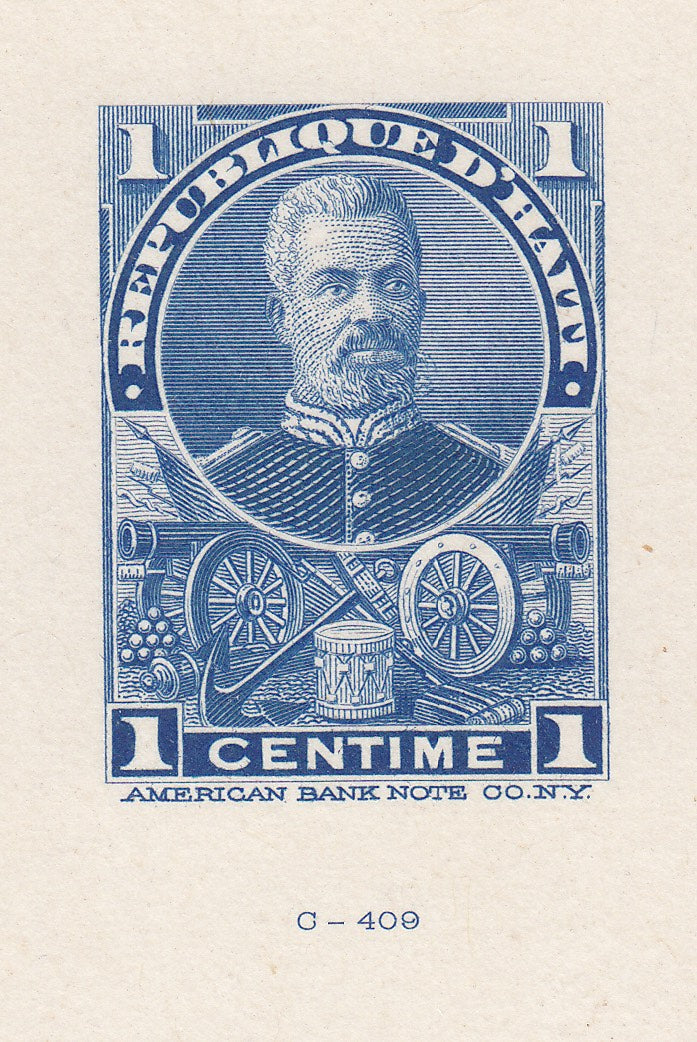 Haiti 1898-99 1c Ultramarine Simon Sam Sunken Die Proof. Scott 52 var