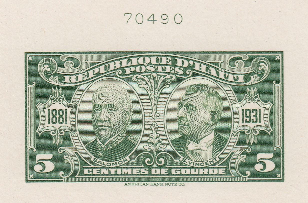 Haiti 1931 UPU 50th Anniversary Sunken Die Proof Complete Set Plus Vignettes. Scott 322-323 var