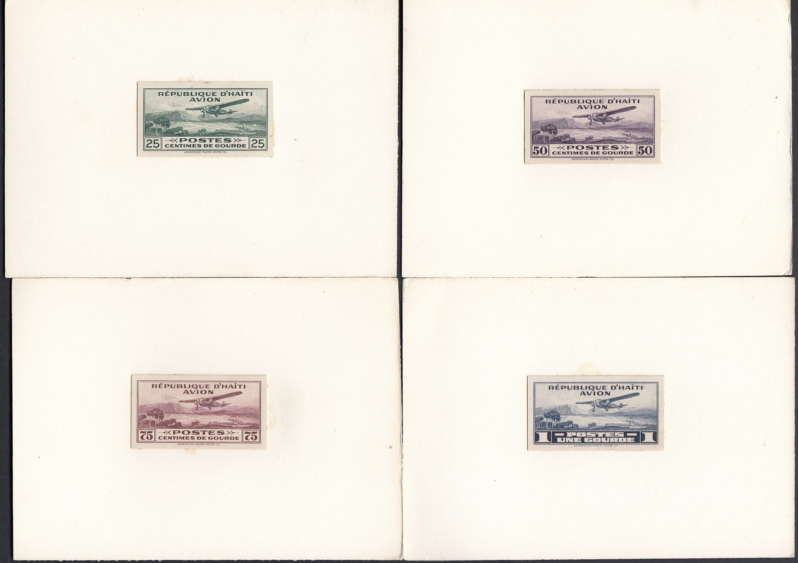 Haiti 1929-30 Airmail Complete Set of Plate Proofs. Scott C1-C4 var