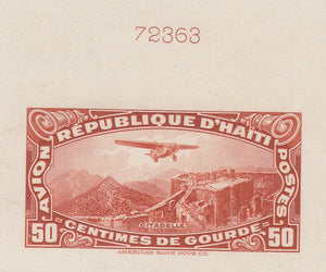 Haiti 1933-40 50c Orange Brown Airmail Sunken Die Proof. Scott C5 var