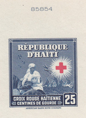 Haiti 1945 Red Cross Regular Issue Complete Set of Die Proofs. Scott 361-369 var