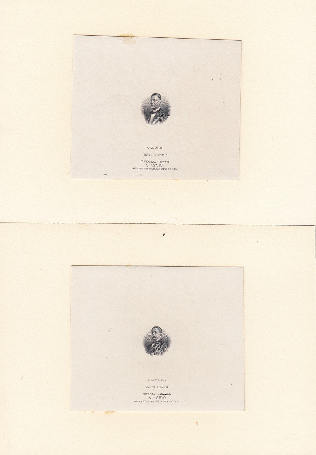 Haiti 1914 Presidents Issue Pair of Die Proof Vignettes. Scott unlisted