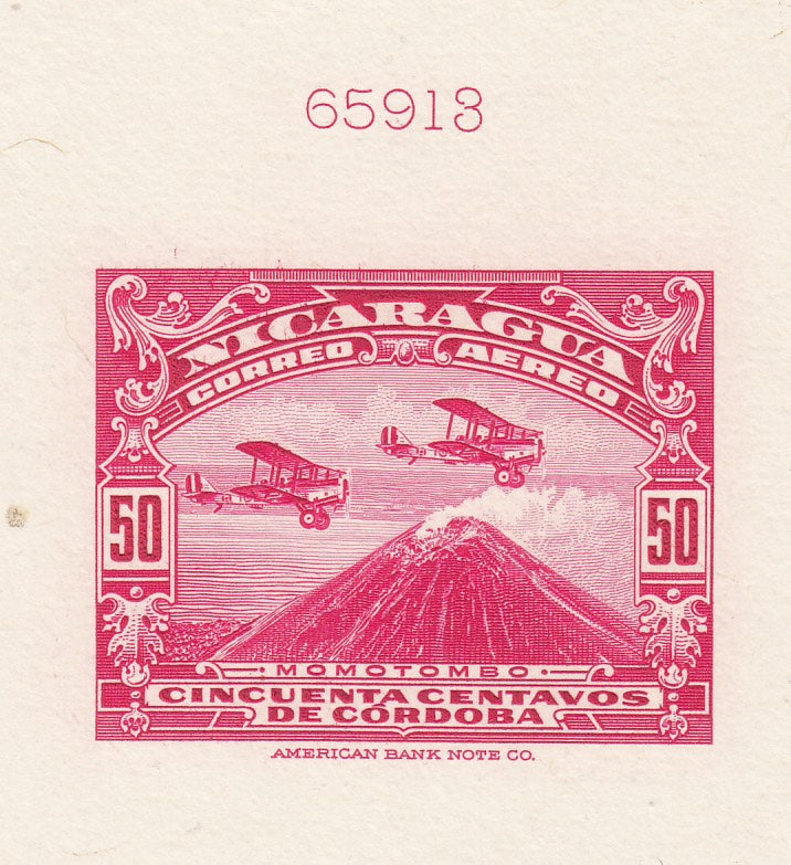 Nicaragua 1929 Momotombo Airmail Die Proof Color Trials x 3. Scott C5-C6 var