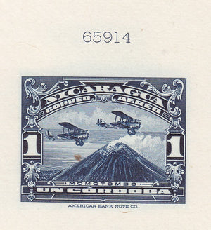 Nicaragua 1929 Momotombo Airmail Die Proof Color Trials x 3. Scott C5-C6 var