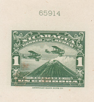 Nicaragua 1929 Momotombo Airmail Die Proof Color Trials x 3. Scott C5-C6 var