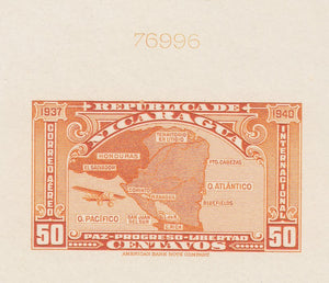Nicaragua 1937 Map Airmail Die Proofs x 3. Scott C189-C191 var
