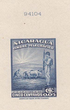 Nicaragua 1949 5c Telegraph Die Proofs x 2. Scott Unlisted
