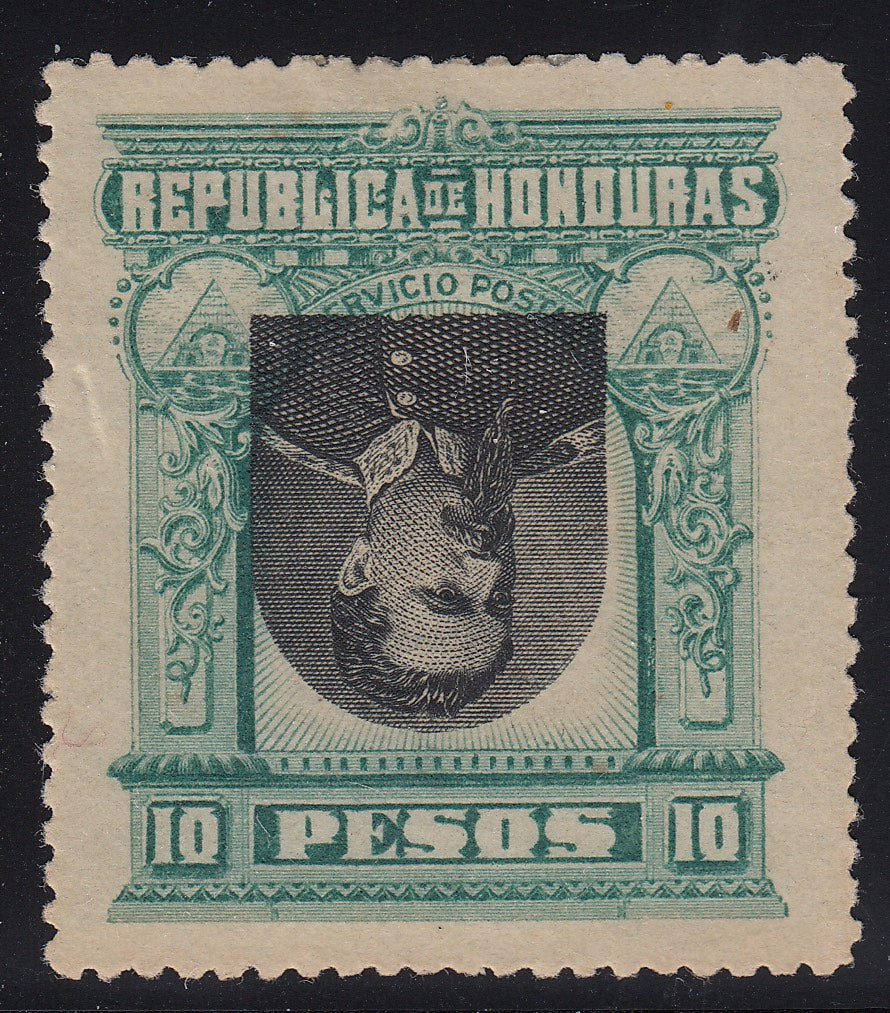 Honduras 1891 10p Green & Black Bogran Head Inverted Error M Mint. Scott 64a