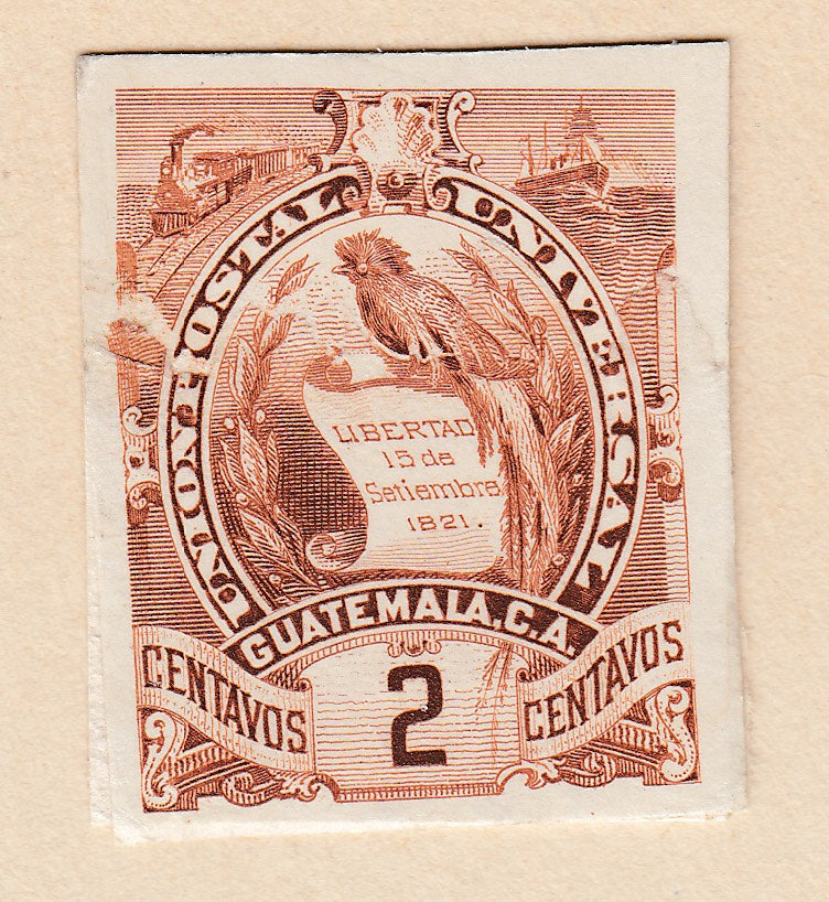 Guatemala 1886 2c Dark Brown Quetzal ABNC Index Copy Proof. Scott 44 var