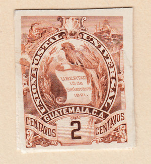 Guatemala 1886 2c Dark Brown Quetzal ABNC Index Copy Proof. Scott 44 var