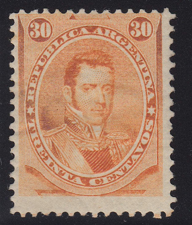 Argentina 1873 30c Orange Alvear LM Mint. Scott 24