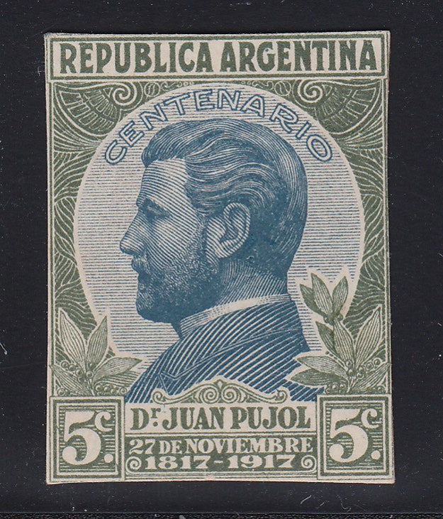 Argentina 1918 5c Juan Pujol Centenary Color Trial Proof. Scott 247 var