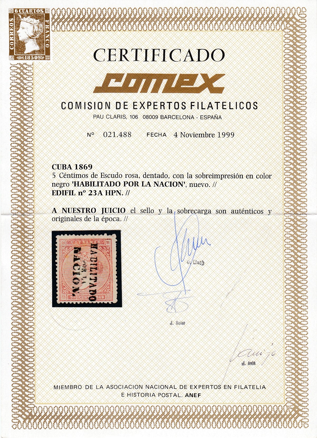 Cuba 1869 Habilitado Por La Nacion Overprints Complete Set M Mint. Scott 42-45