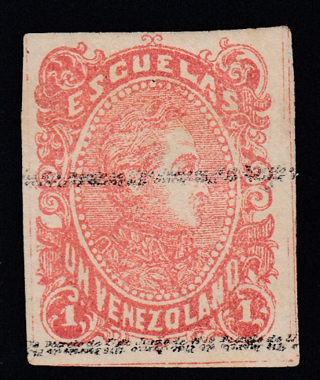 Venezuela 1879 1 Venezolano Rose Red Escuelas LM Mint. Scott 55