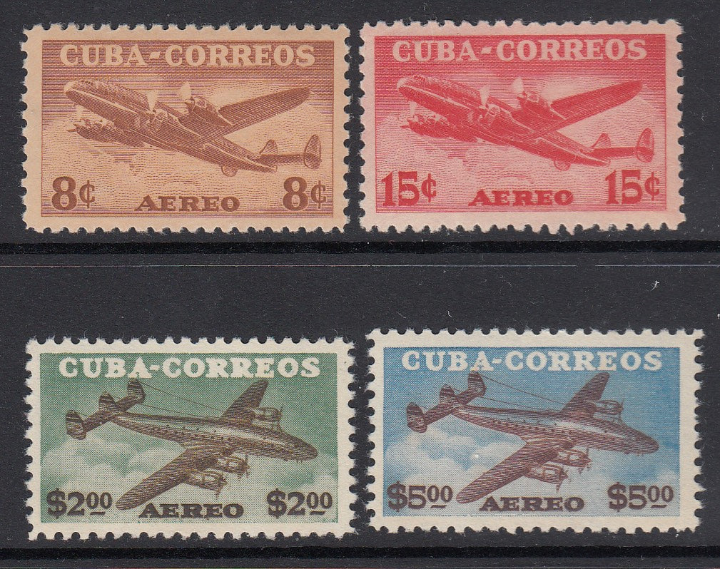 Cuba 1953 Lockheed Constellation Airmail Complete Set MNH. Scott C75-C78
