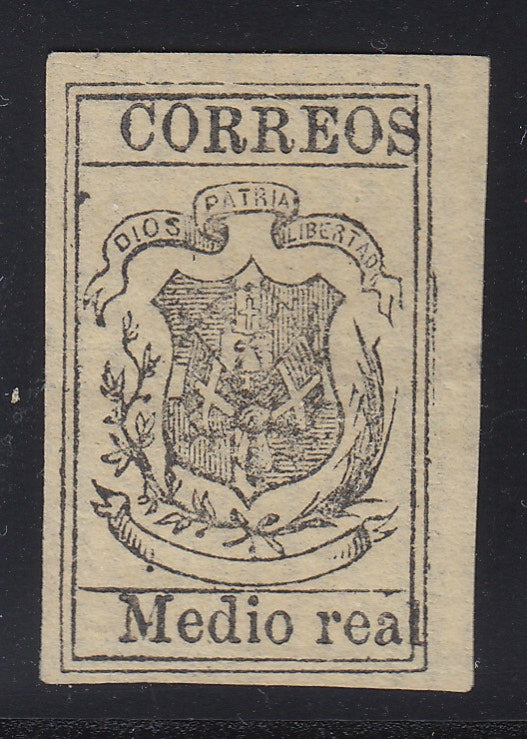 Dominican Republic 1866 Medio Real Black on Straw MNG. Scott 5
