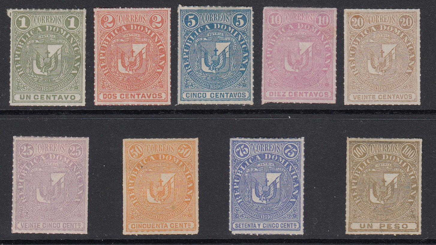 Dominican Republic 1880 Arms Complete Set Mint. Scott 36-44