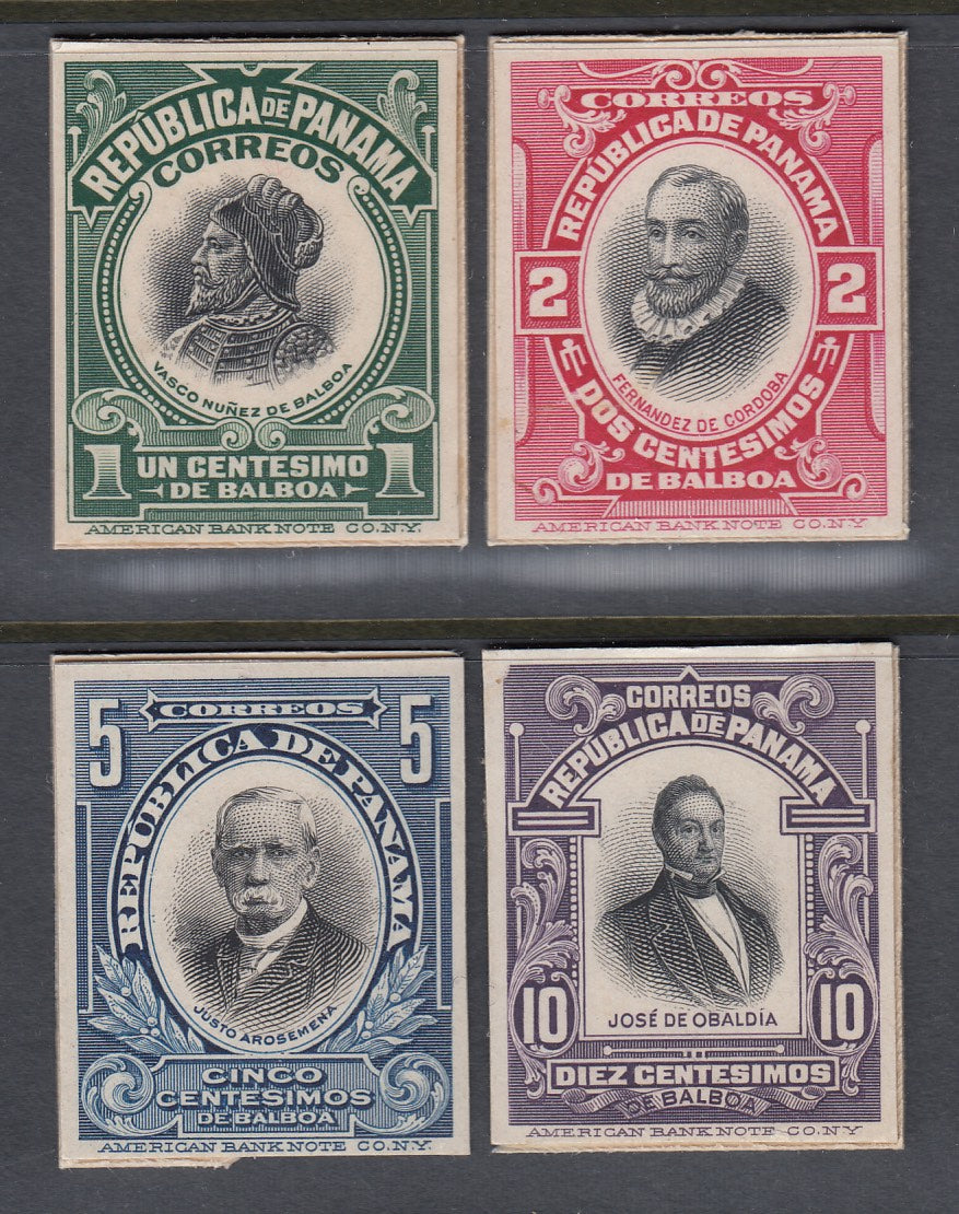 Panama 1909-16 Plate Proofs x 4. Scott 197, 198, 200 & 201 var