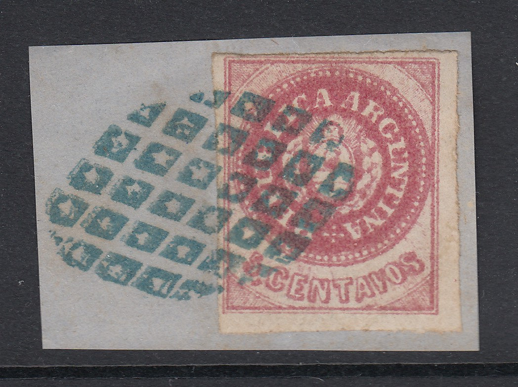 Argentina 1863 5c Rose Used on Piece with Gualeguaychu Mute Cancel. Scott 7Cm