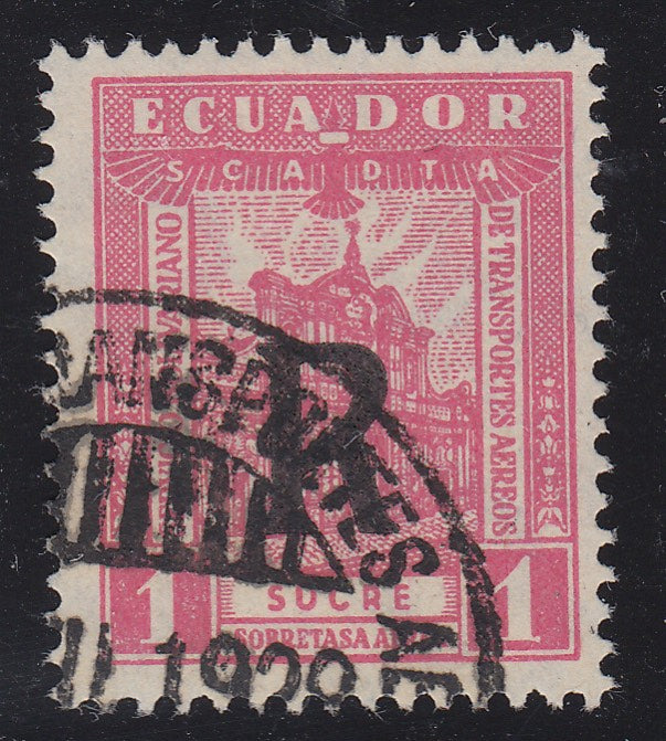 Ecuador 1929 1s Rose SCADTA Airmail Registration Used. Scott CF2