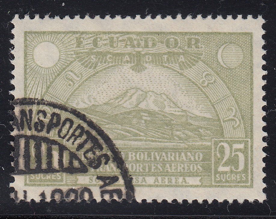 Ecuador 1929 25s Olive Green SCADTA Airmail Used. Scott C25