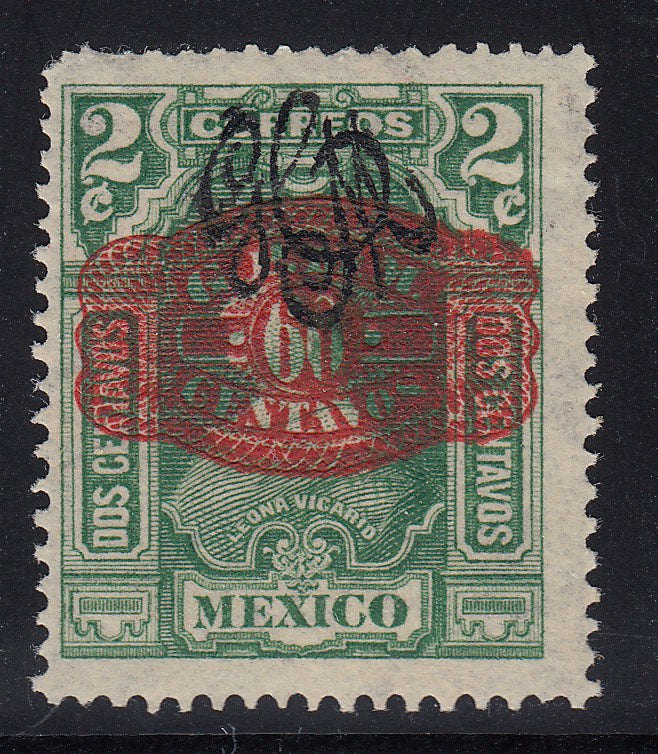 Mexico 1916 60c on 2c Green Barril Overprint LM Mint. Scott 590