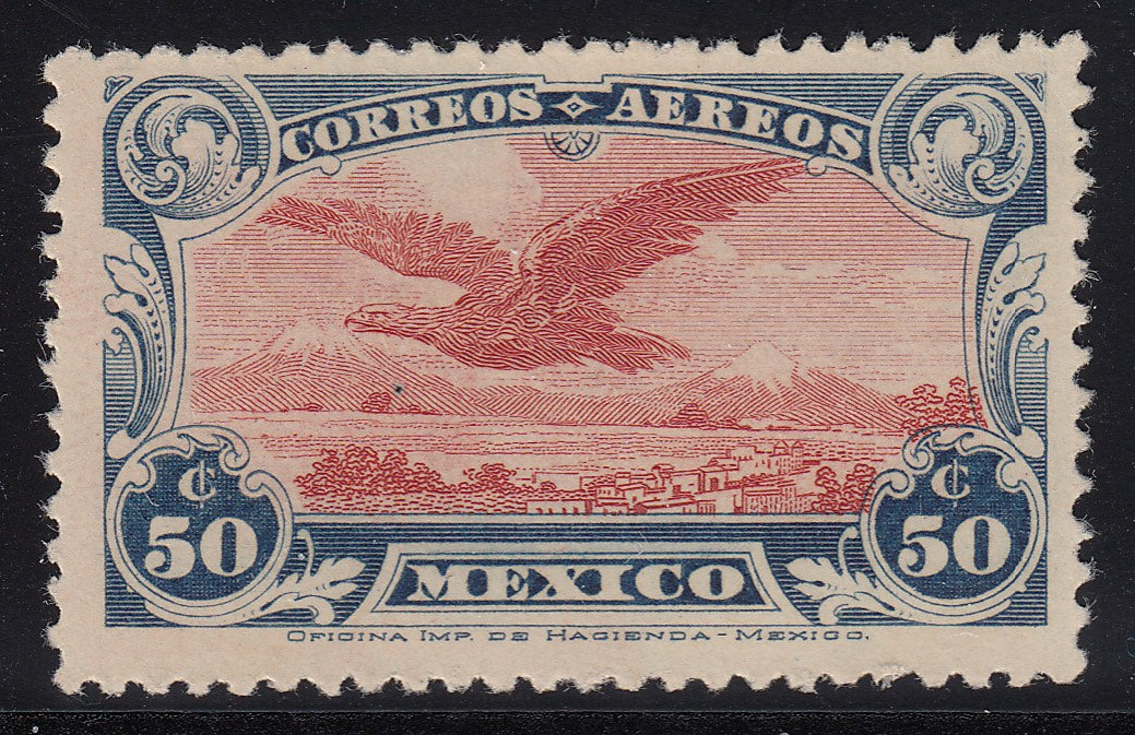 Mexico 1922 50c Blue & Red Brown Airmail MNH. Scott C1