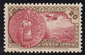 Mexico 1934 20p Brown & Brown Lake National University Airmail Issue MNH. Scott C61